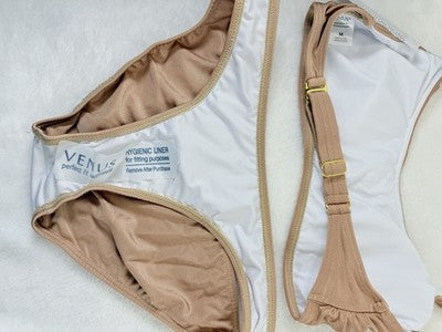 Venus Bikini Set Medium Halter Top 6 Bottom Metallic Tan Swimsuit Womens New NWT