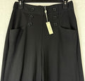 Max Studio Wide Leg Sailor Pants Small Black Pull On High Rise Womens New $128