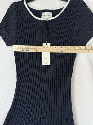 Freshman 1996 Sweater Dress Small Navy Blue Fit And Flare Short Sleeve New
