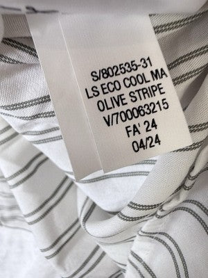 Gap Shirt XS Mens Long Sleeve Button Up Down Eco Cool White Olive Striped New