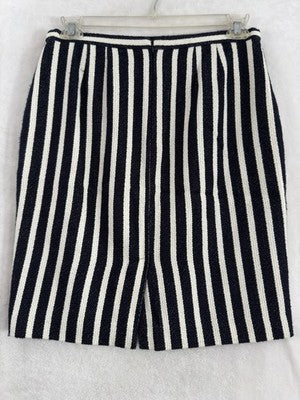 Talbots Skirt 10 Petite Navy Blue White Striped A-Line Pencil Knit Womens 10P