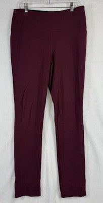 Liz Claiborne Lori Leggings Large Burgundy Red Women Slimming Pull On Ponte Knit