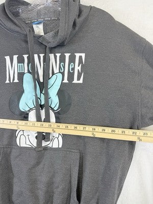 Disney Minnie Mouse Hoodie Womens Large Gray Sweatshirt
