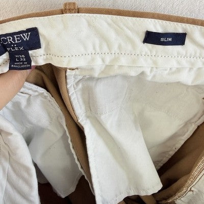 J Crew Slim Flex Pants 36x32 Brown Chinos