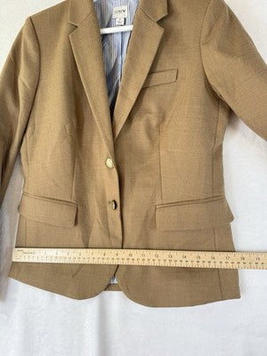 J Crew Schoolboy Blazer 2 Wool Womens Camel Beige Jacket Gold Buttons