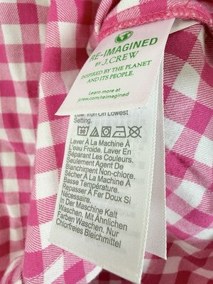 J Crew Flannel Shirt Women Pink XS Gingham Button Up Tops Long Sleeve