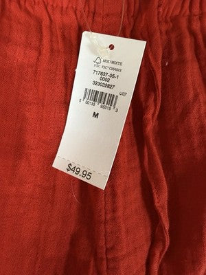 Gap Cotton Gauze Shorts Medium Pull On 4” Red Pockets Womens New NWT
