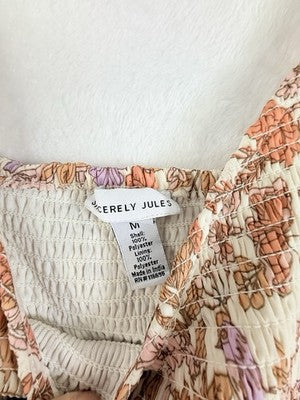Sincerely Jules Medium Dress Floral Boho Midi Short Sleeve Cottagecore Fairycore