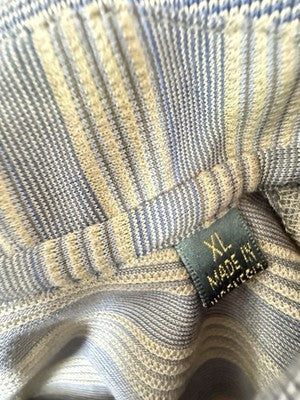 Descente Mens Golf Polo XL Double Mercerized Egyptian Cotton Shirt Gray Striped
