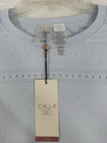 CALIA Pointelle Seamless Top Light Blue Long Sleeve Large / XL Pilates NWT