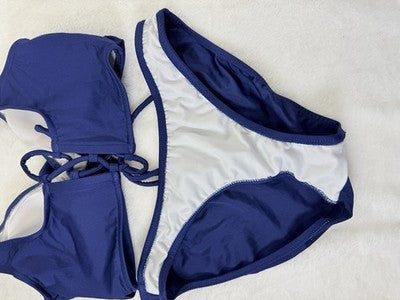 Venus Bikini Set Medium Bottoms 4 Halter Top Navy Blue Swimsuit Womens