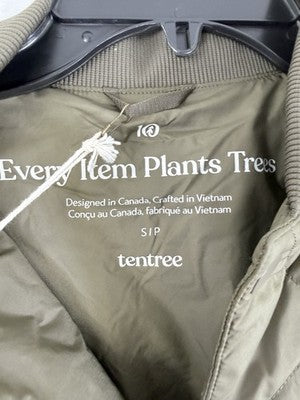 Tentree Diamond Padded Bomber Jacket Small Mens Tundra Green Primaloft NWT $209