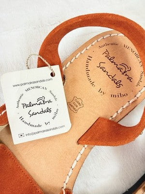 NWT Palmaira Avarca Sandals Orange Suede Leather Slingback Menorcan US 7 EU 38