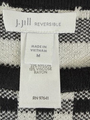 J Jill Medium Sweater Top Black Check Gingham Reversible Long Sleeve Womens
