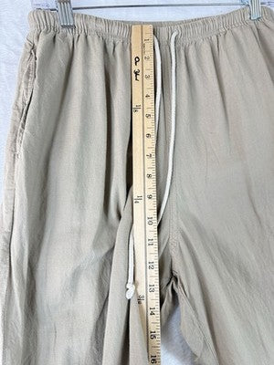 Uniqlo Linen Blend Easy Pants Medium Beige Tan Womens Straight Leg Pull On