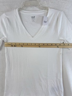 Gap Modern Tee Short Sleeve Small Women White Top V Neck New NWT