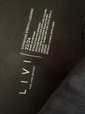Livi Active Leggings 22/24 Lane Bryant Black Signature Plus Size Women New