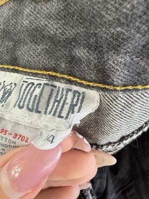 Vintage 80s 90s Jeans 14 Womens High Rise Mom Gray Embroidered Hipster Tapered