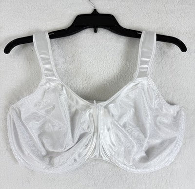 Bali Minimizer Bra 38DDD 3562 White Satin Trimmings Underwire Womens