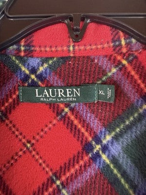 Lauren Ralph Lauren XL Pajamas Fleece Red Blue Tartan Plaid Pajama Set Women