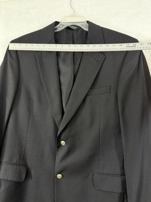 Jos A Bank Blazer 43L Black 100% Wool Gordon Jacket Gold Buttons Sport Coat Mens