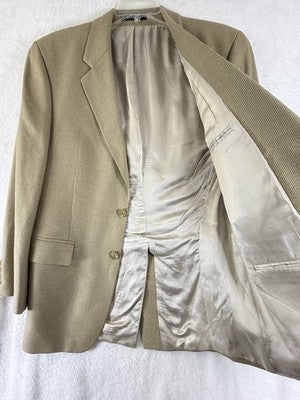 Vintage Ralph Lauren Polo University Club Blazer 39R Silk Wool Blend Tan Mens