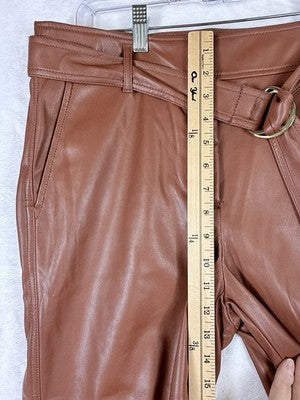 Ann Taylor Loft Faux Leather Pants 4 Cognac Brown Belt Womens