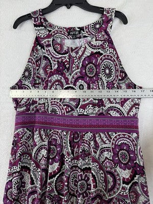Apt 9 Dress Medium Petite Sleeveless Purple Paisley Fit Flare Womens