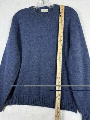 Vintage Shetland Wool Crewneck Sweater Mens Medium Blue 70s Lord Taylor Pullover