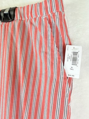 Gap Pajama Pants XL Tall 100% Cotton Poplin Red Blue Striped New NWT