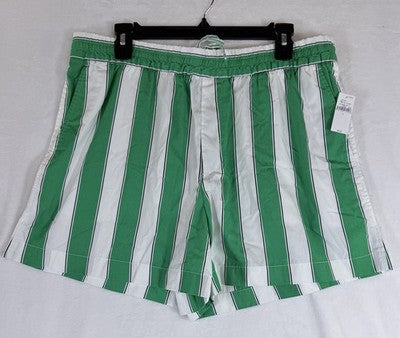 Gap Organic Cotton Boxer Shorts Large Green Striped Poplin Womens New