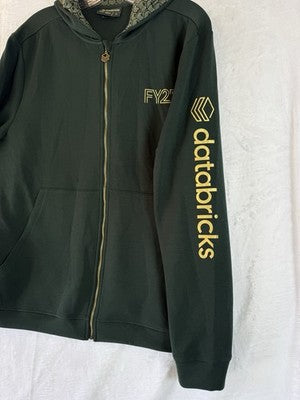 Databricks Medium Green Gold Full Zip Hoodie Jacket Logo Tech Kickoff FY27
