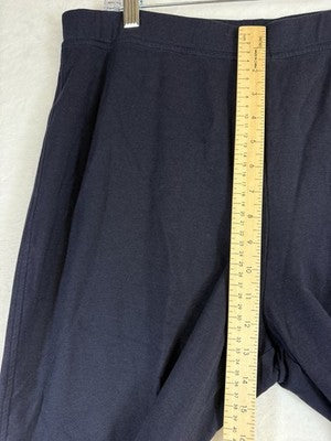Vintage Talbots Knit Pants XL Navy Blue Pull On Straight Leg