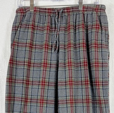 LL Bean Scotch Plaid Flannel Pajama Pants Medium Womens Gray PJ Sleep Cotton