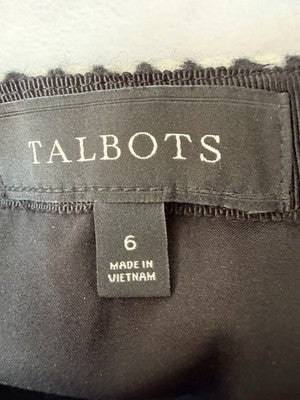 Talbots A Line Skirt 6 Black White Check Wool Blend Lined Pencil Womens