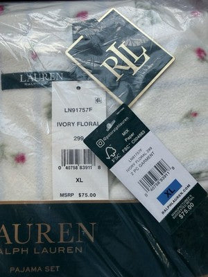 Lauren Ralph Lauren XL Pajamas Fleece Floral Pajama Set Top Pants Women New