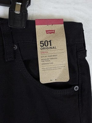 Levis 501 Jeans Mens Button Fly 33x32 Black Original Stretch New NWT