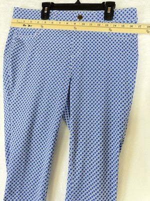 Rafaella Comfort Pants 12 Pull On Blue Print Womens