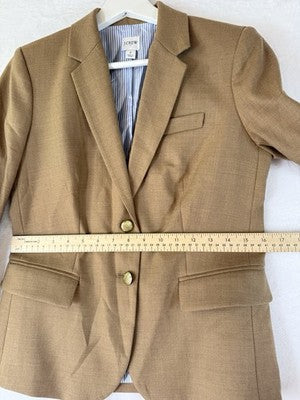 J Crew Schoolboy Blazer 2 Wool Womens Camel Beige Jacket Gold Buttons