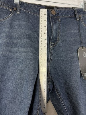1822 Denim Jeans 14W Womens Ankle Skinny Fringe Hem Blue Mid Rise New NWT