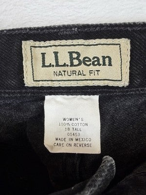 Vintage LL Bean Jeans 18 Tall Womens Black 90s High Rise Denim Cotton Hipster