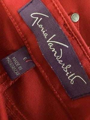 Gloria Vanderbilt Pants 6 Red Knit Skinny 5 Pocket Stretch Womens
