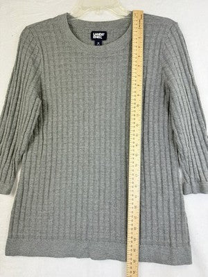 Lands End Sweater Medium Gray 3/4 Sleeve Womens