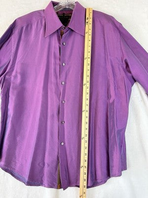 Robert Graham Shirt 2XL Long Sleeve Mens Purple Iridescent Button Up Flip Cuffs
