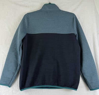 LL Bean Womens Airlight Pullover Small Blue Colorblock Top Pullover 1/4 Snap
