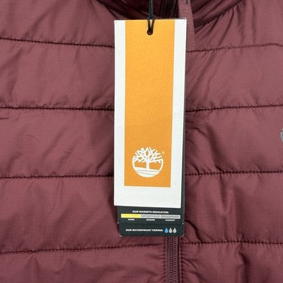 Timberland Puffer Vest XXL Mens Axis Peak Durable Water Repellent Burgundy New