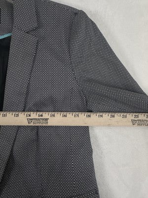 Worthington Blazer 6 Black White Open Front Jacket Geometric Print Stretch