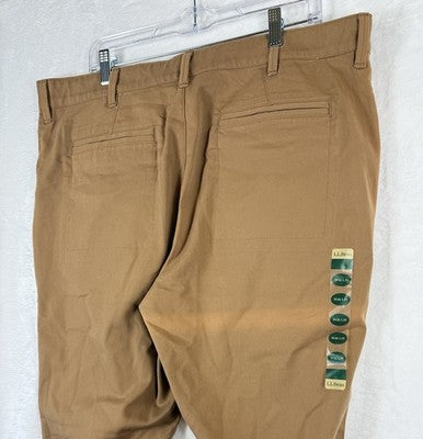 LL Bean Comfort Stretch Chino Pants 40x29  Mens Brown New *FlawRead