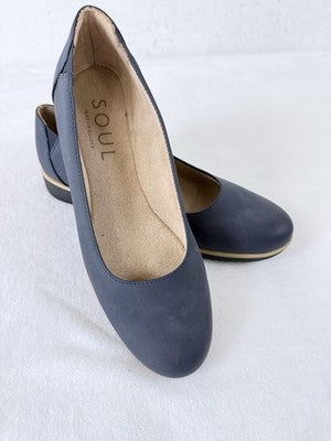 Soul Naturalizer Idea Ballet Flat Women 7.5 Indigo Leather Slip On Almond Toe