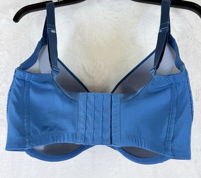 Cacique Bra 38k Light Lined Balconette Blue Lace Womens